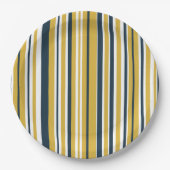 縦型ストライプマスタードイエロー、ネイビーブルー、ホワイト ペーパープレート (正面)