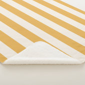 縦型ストライプマスタード黄ストライプの白 シェルパブランケット (3/4)
