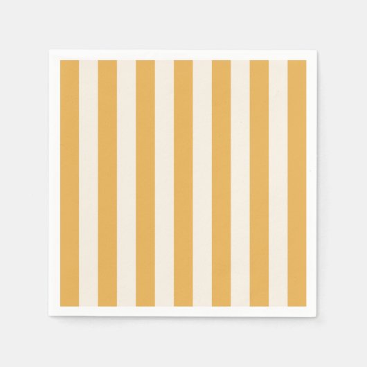 縦型ストライプマスタード黄ストライプの白 スタンダードカクテルナプキン (正面)
