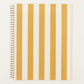 縦型ストライプマスタード黄ストライプの白 プランナー手帳 (正面)