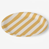縦型ストライプマスタード黄ストライプの白 ペーパープレート (アングル)