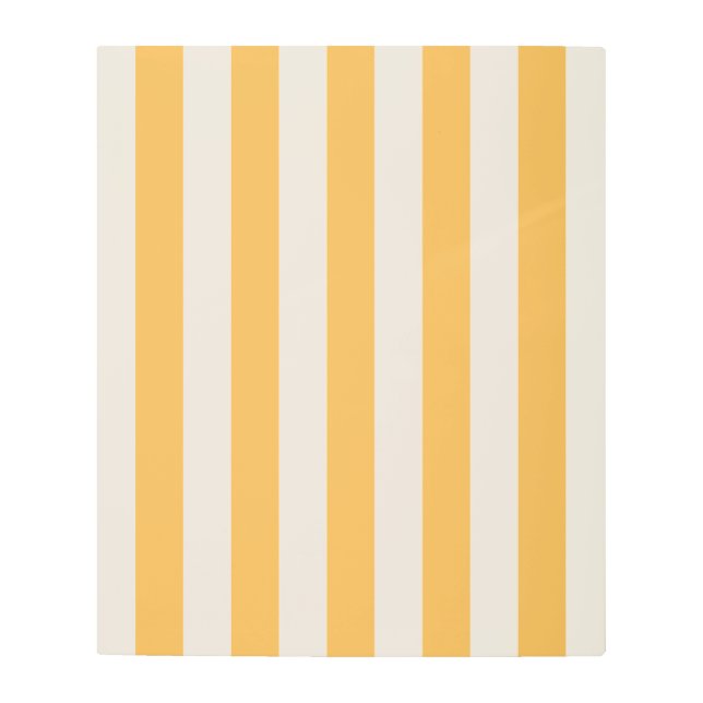 縦型ストライプマスタード黄ストライプの白 メタルプリント (正面)