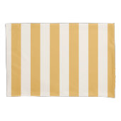 縦型ストライプマスタード黄ストライプの白 枕カバー (正面)