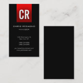 縦型ストライプ赤黒ユニーク名刺 名刺 (正面/裏面)