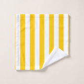 縦型ストライプ(黄とストライプの白) バスタオルセット (ウォッシュタオル)