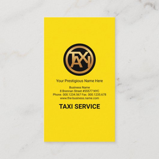 縦型タクシー看板明るい黄色のタクシー運転手 名刺 (裏面)