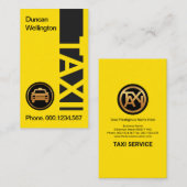 縦型タクシー看板明るい黄色のタクシー運転手 名刺 (正面/裏面)