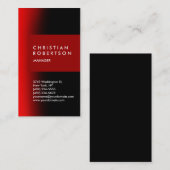 縦型トレンディーレッドモダン・ブラック・ビジネス・カード 名刺 (正面/裏面)