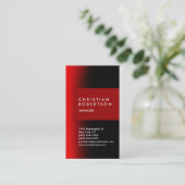 縦型トレンディーレッドモダン・ブラック・ビジネス・カード 名刺 (スタンド正面)
