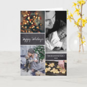 縦型パーソナライズされたクリスマス写真コラージュ カード (黄色い花)
