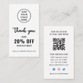 縦型ビジネスロゴロイヤリティ白黒QRコード 割引カード (正面/裏面)