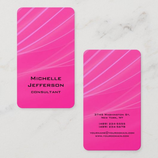 縦型ピンクパープル抽象芸術モダンスタイルトレンディー 名刺 (正面/裏面)