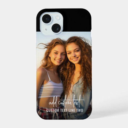 縦型フォトとカスタムトレンディー文字 iPhone 15ケース (裏面)
