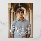 縦型フォトアナウンス卒業パーティー 箔招待状 (裏面)