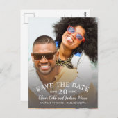 縦型フォトウェディング日付ポストカードの保存 ポストカード (正面/裏面)