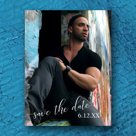 縦型フォトホワイト文字卒業日の保存 ポストカード