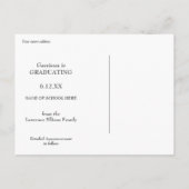 縦型フォトホワイト文字卒業日の保存 ポストカード (裏面)