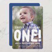 縦型フルフォトファースト誕生日招待状 招待状 (正面/裏面)