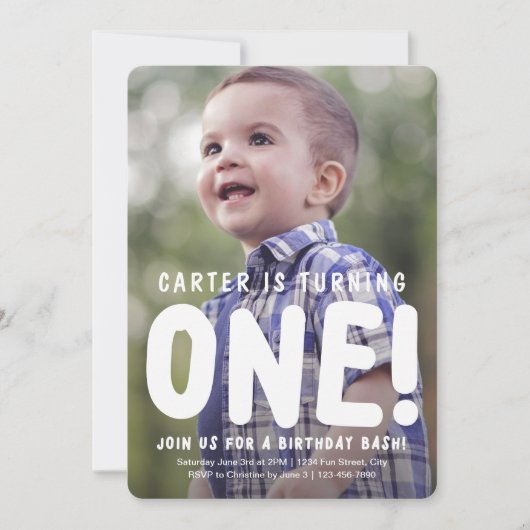 縦型フルフォトファースト誕生日招待状 招待状 (正面)