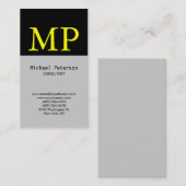 縦型ブラックグレーイエローモノグラム名刺 名刺 (正面/裏面)