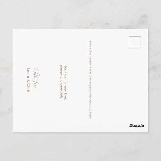 縦型ブルー 赤ちゃん男の子 洗礼写真 ポストカード (裏面)