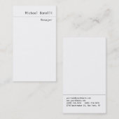 縦型プレーントレンディークリーン白ビジネスカード 名刺 (正面/裏面)