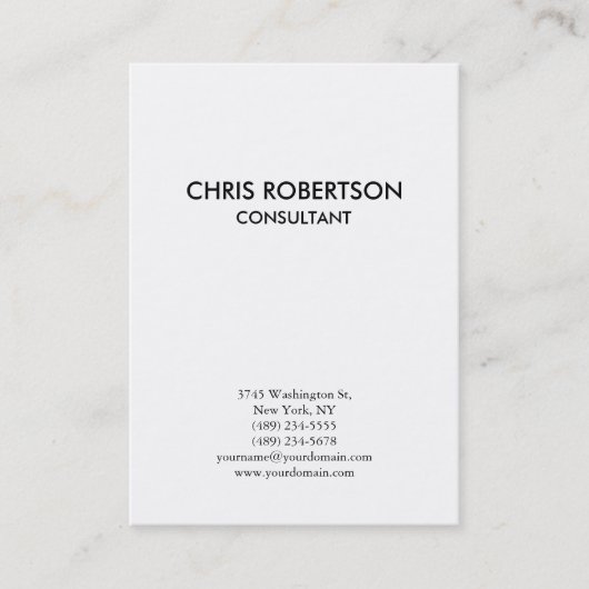 縦型プレーン白黒の丸っぽい名刺 名刺 (正面)