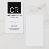 縦型プレーン黒ストライプホワイト名刺 名刺 (正面/裏面)