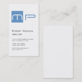 縦型ホワイトブルーストライプモノグラム名刺 名刺 (正面/裏面)