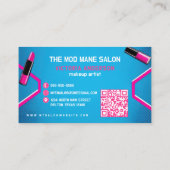 縦型ポップ・アートのアートネオンピンクブルーのメイクアップアーティスト 名刺 (裏面)