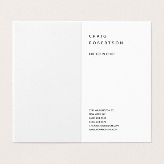 縦型ミニマルモダンリストプレーン白黒 名刺 (外部フラット)