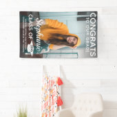 縦型モダンおめでとう大学院写真卒業禁止 横断幕 (インサイチュ)