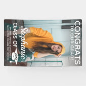 縦型モダンおめでとう大学院写真卒業禁止 横断幕 (横)