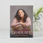 縦型モダンミニマル卒業写真2枚 招待状 (スタンド正面)