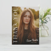 縦型モダン写真卒業サンキューカード (スタンド正面)