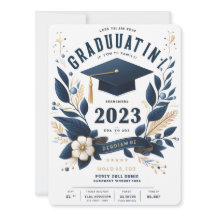 縦型モダン写真卒業招待状クラス