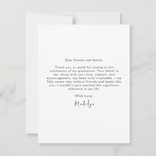 縦型モダン写真卒業 サンキューカード (裏面)