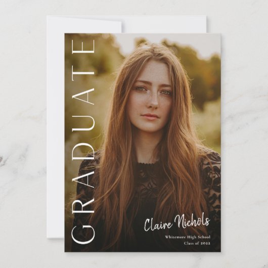 縦型モダン写真卒業 招待状 (正面)