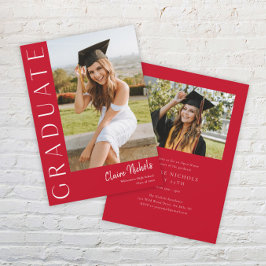 縦型モダン写真卒業 招待状