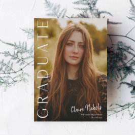 縦型モダン写真卒業 招待状