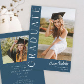 縦型モダン写真卒業 招待状