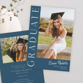 縦型モダン写真卒業 招待状