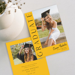 縦型モダン写真卒業 招待状