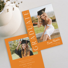 縦型モダン写真卒業 招待状