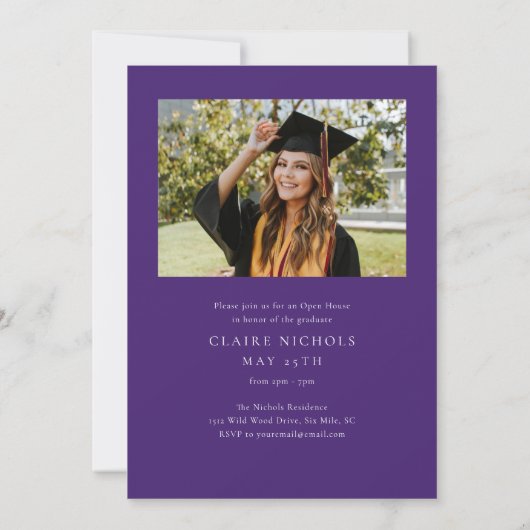 縦型モダン写真卒業 招待状 (裏面)