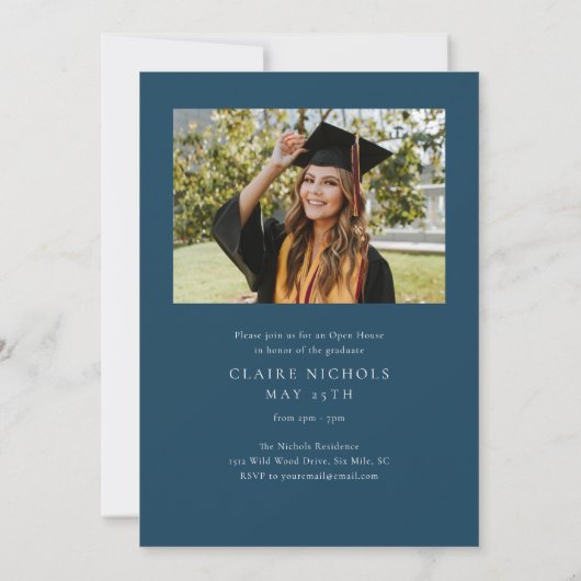 縦型モダン写真卒業 招待状 (裏面)