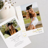 縦型モダン写真卒業 箔招待状