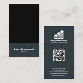 縦型モダン実在Estate Agent写真QRコード 名刺