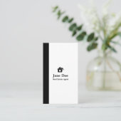 縦型モダン白黒実在不動産 名刺 (スタンド正面)