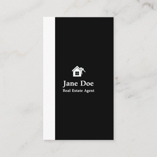縦型モダン白黒実在不動産 名刺 (正面)